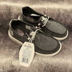 Hey Dude Wendy Metallic Sparkle Glitter Charcoal Shoes J2